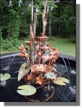 Harper Five copper waterfall with irises