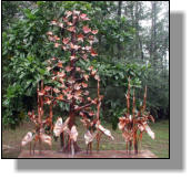 Copper oak tree fountain about 6 feet tall and five feet long