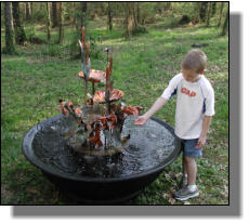 Will Three Copper fountain and small sugar kettle