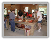 Members of Mississippi Forge Council at the shop for a copper workshop.