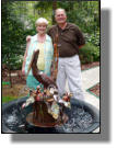 Pelican fountain with owners in their super backyard!