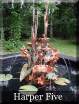 Large copper iris fountain