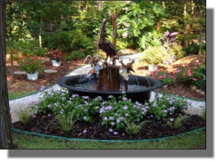 Copper pelican fountain